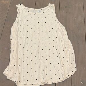 Old Navy Cream Tank Top with Black Polka Dots